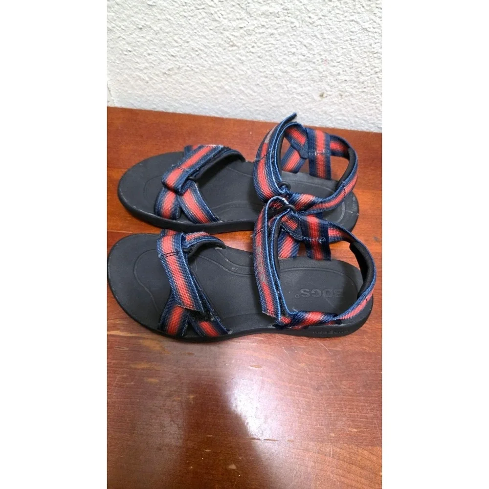 Bogs Rio Youth Orange & Blue Striped Adjustable Strap Hiking Sandals‎ Size 5